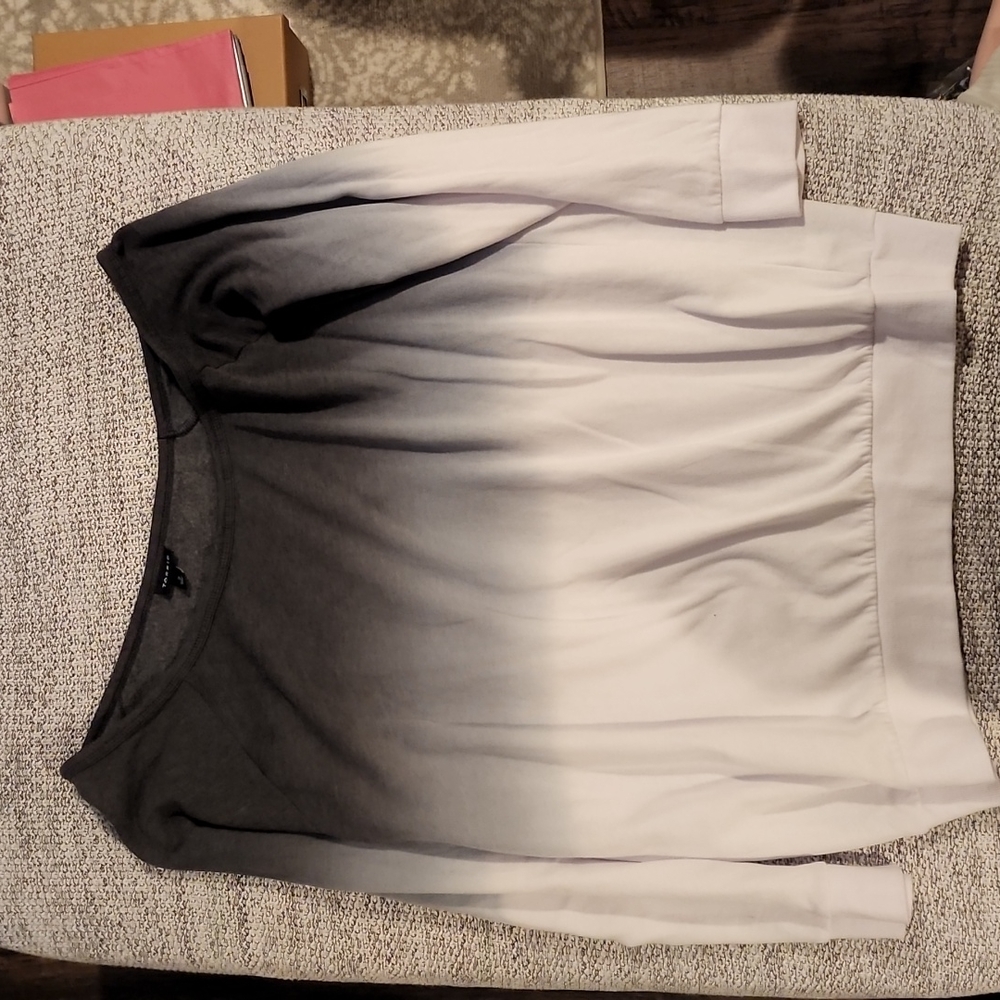 Torrid. Off Sholder sweatshirt. Black/white ombre. 2